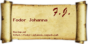 Fodor Johanna névjegykártya